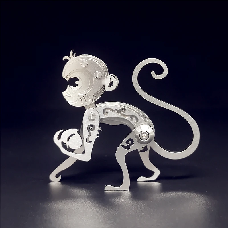 Microworld 3D Metal Puzzle Chinese Zodiac Monkey Model Jigsaw DIY Laser Cut Assemble Puzzles Toy Christmas Gift For Teen Kid 3