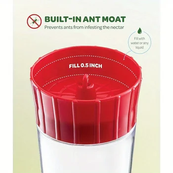 1pc suspended hummingbird feeder, bird with hook feeder, 5 nectar feeding ports (13.5oz) - Image 5