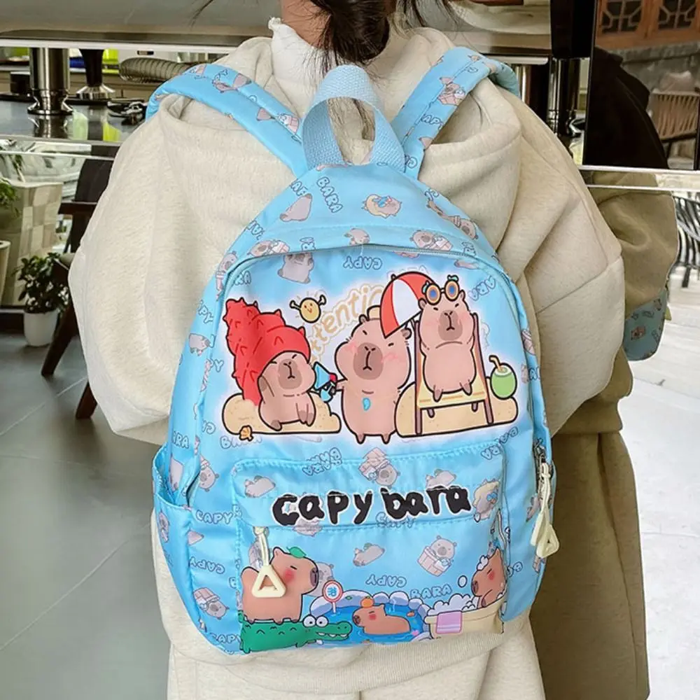 Cute Large Capacity Capybara Backpack Breathable Cartoon Student Schoolbag Nylon Ultra-light Book Bag