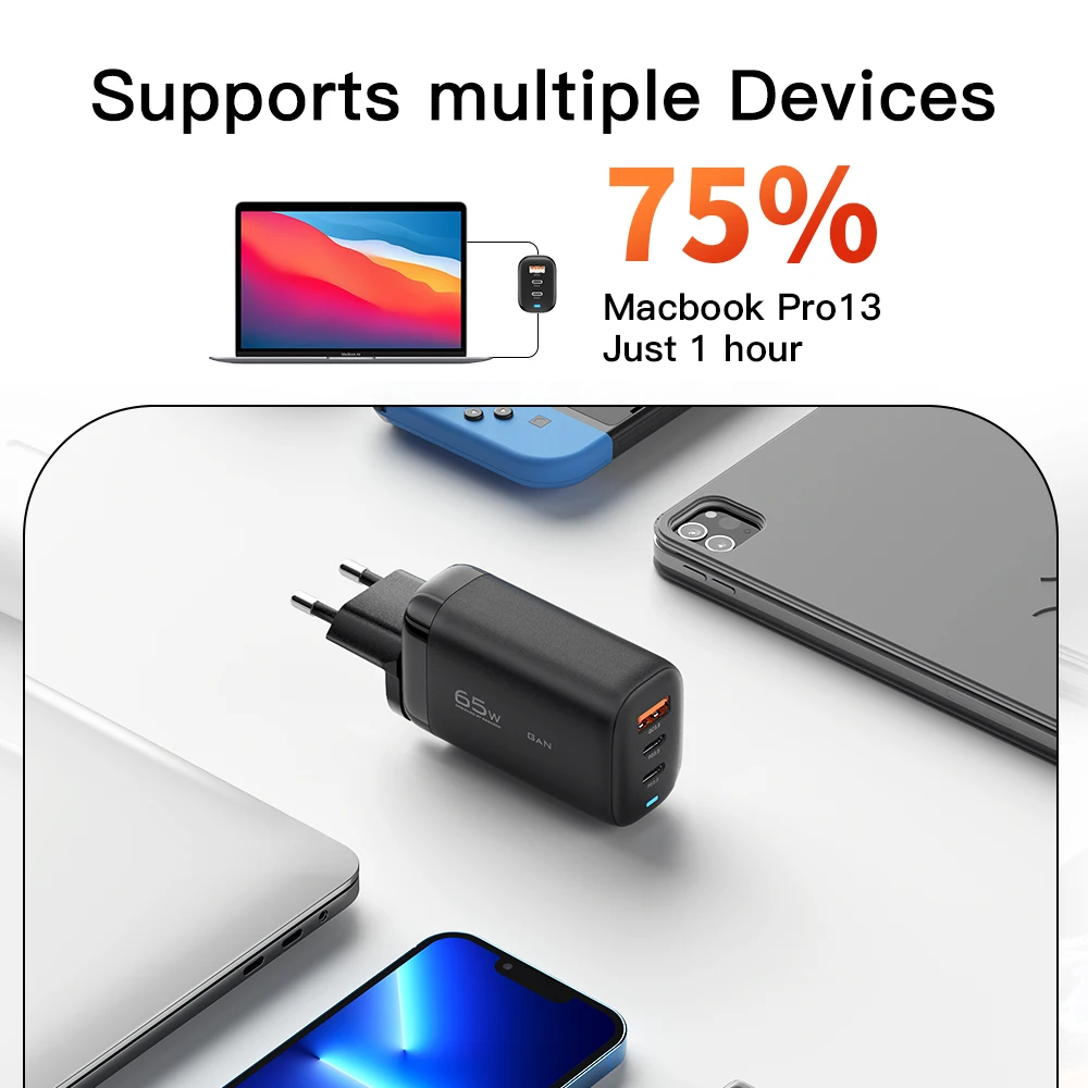 Essager 65W GaN USB Type C Charger For Laptop PPS 45W 25W Fast Charge For Samsung QC3.0 PD3.0 For iPhone14 13 Pro Phone Chagers - 5