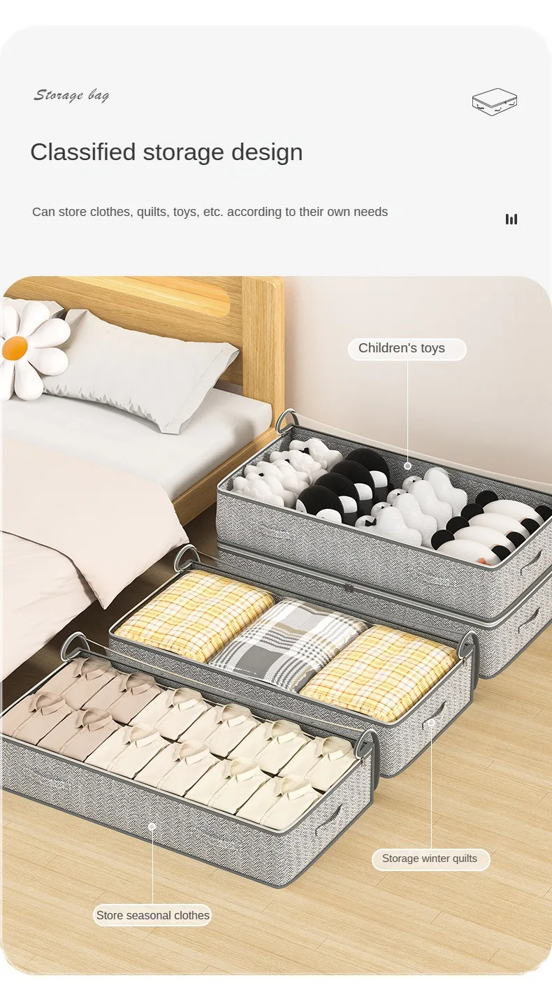 Description Picture 3 of item1/3/5PCS Clothes Quilt Storage Bag Underbed Organizer Large Capacity Quilt Storage Box Foldable Storage Bag Dust Tote
