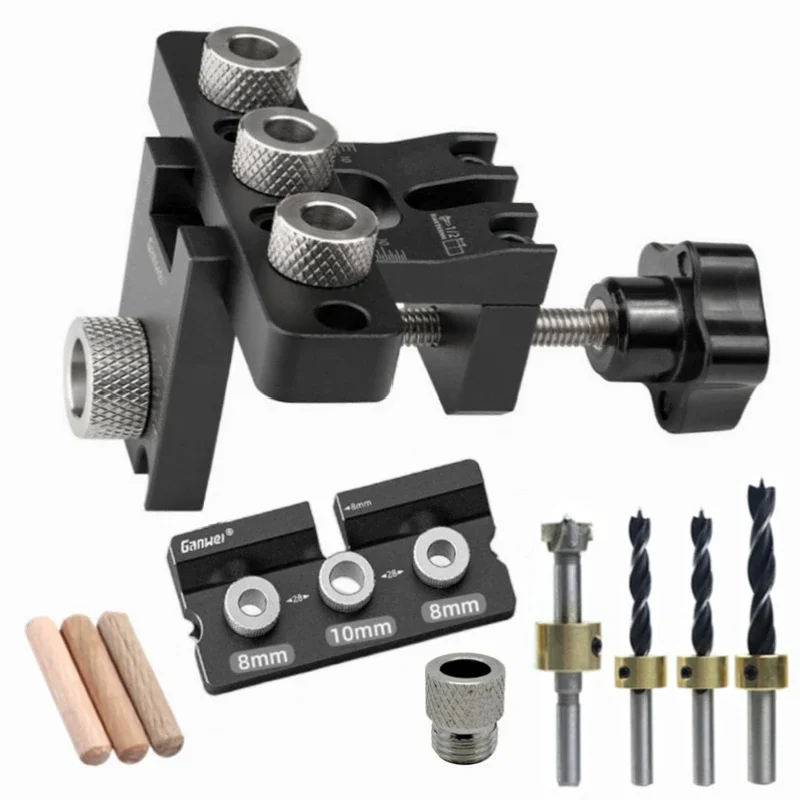 Universal Jig Dowel Cam Jig 3 In 1 Dowelling Master Kit Wood Hole Drilling Guide Woodworking Position DIY Wood Working
