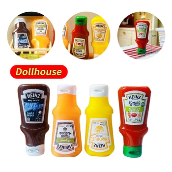4Pcs Dollhouse Miniature Strawberry Sauce Jam Jar Kitchen Food Accessories For Dolls House Decorations Kids Toys Gift 1