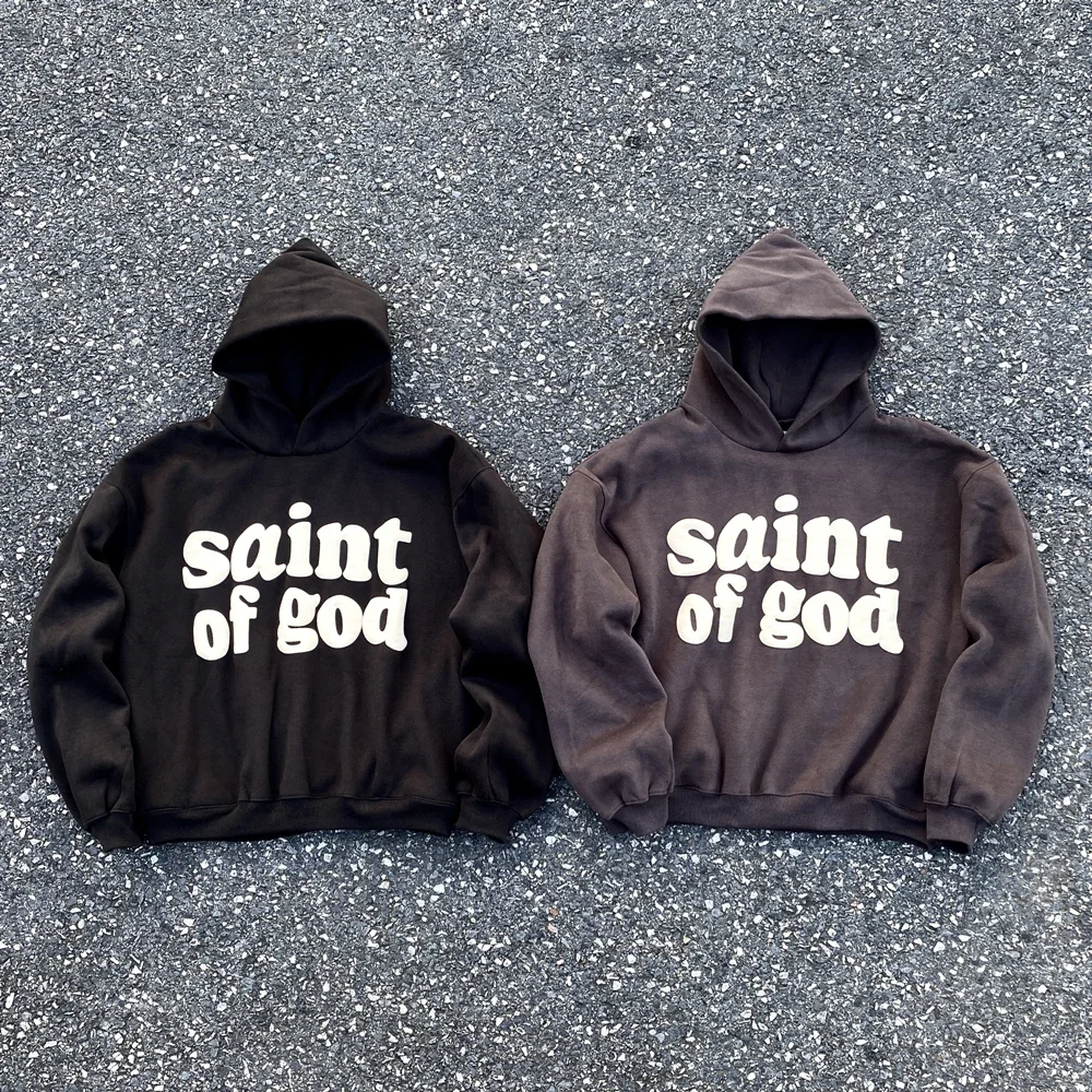 

23SS Streetwear Puff Print SAINT MICHAEL Hoodie Best Quality Kanye West Oversize Fleece Tops Pullover Hooded Techwear