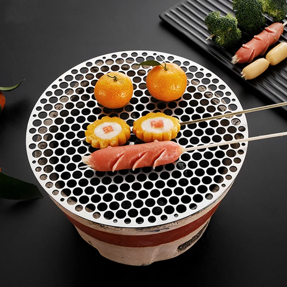 304 Stainless Steel Round Bbq Net With Foot Barbecue Grill Meshes Cooling Rack Steam Baking Rack Camping Outdoor Mesh Wire Net