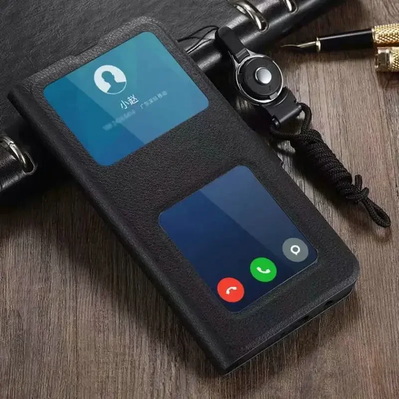 Luxury Window Leather Flip Cover Case - Shockproof Book-Style Design