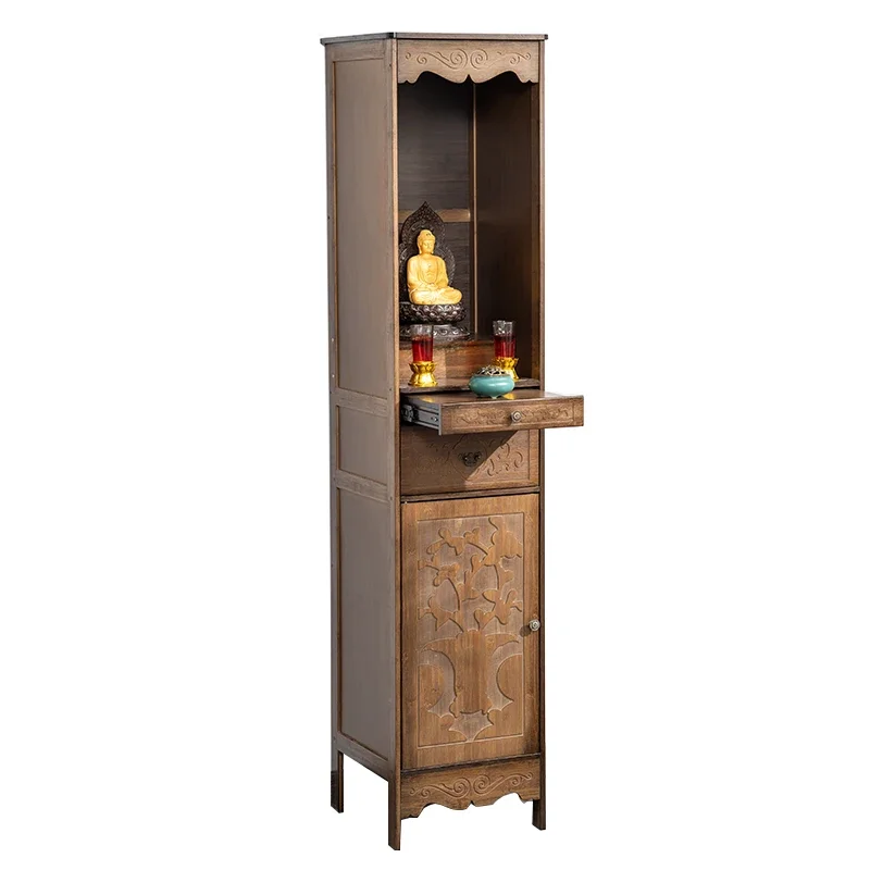 

ZL Solid Wood Buddha Shrine Cabinet Bodhisattva Worship Table Statue Altar
