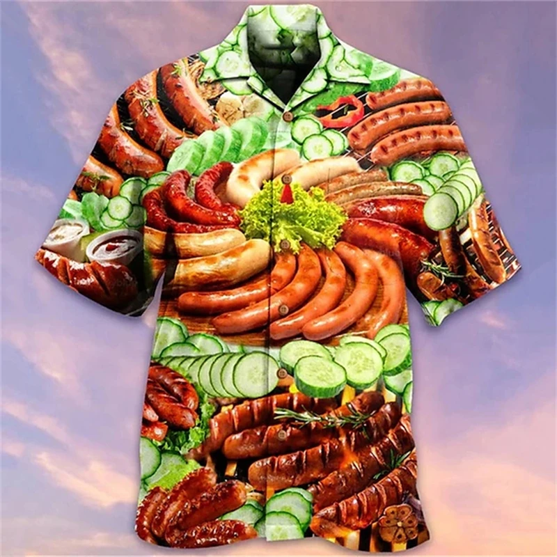 thumbnail image 1 of Camisas hawaianas divertidas de verano para hombres, blusas estampadas con música y guitarra, ropa de moda informal, blusas de rock and roll con cuello grande, 1 of 5
