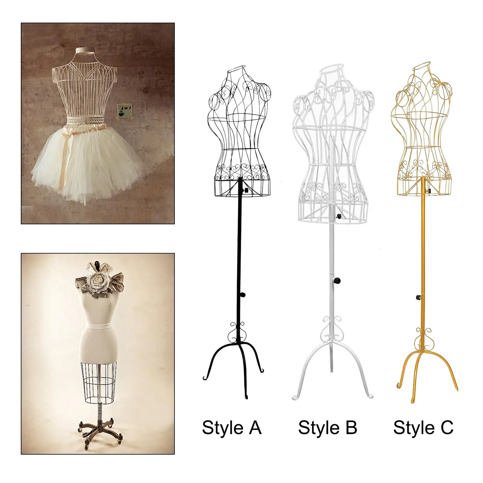 Female Mannequin Iron with Stable Base Adjustable Height Torso Body Dress Form for Tailor Dressmakers Shop Seamstress Display
