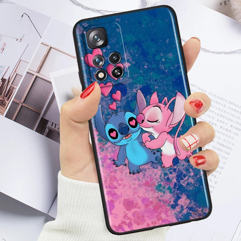 thumbnail image 1 of Anime Stitch Cute Disney For Xiaomi Redmi Note 12 12S Turbo 11 11T 11S 10 10S 9 8 8T 7 Pro Plus 5G Black Phone Case Cover, 1 of 5