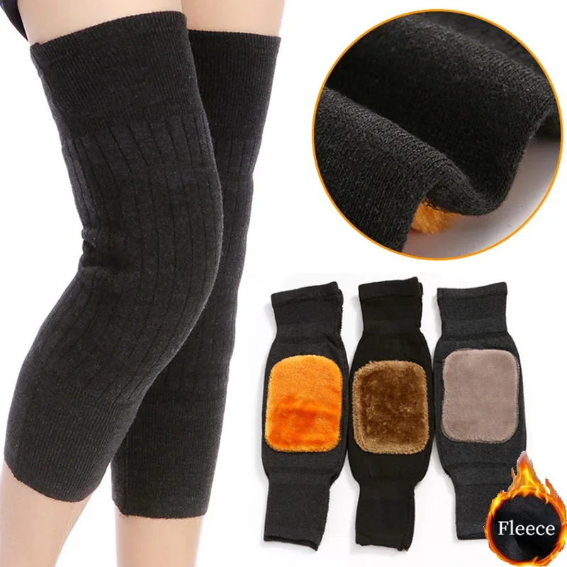 

2pcs Cashmere Knee Pads Winter Warm Men And Women Double Thick Wool Protection Knee Plus Velvet Wind And Cold Protective Gear