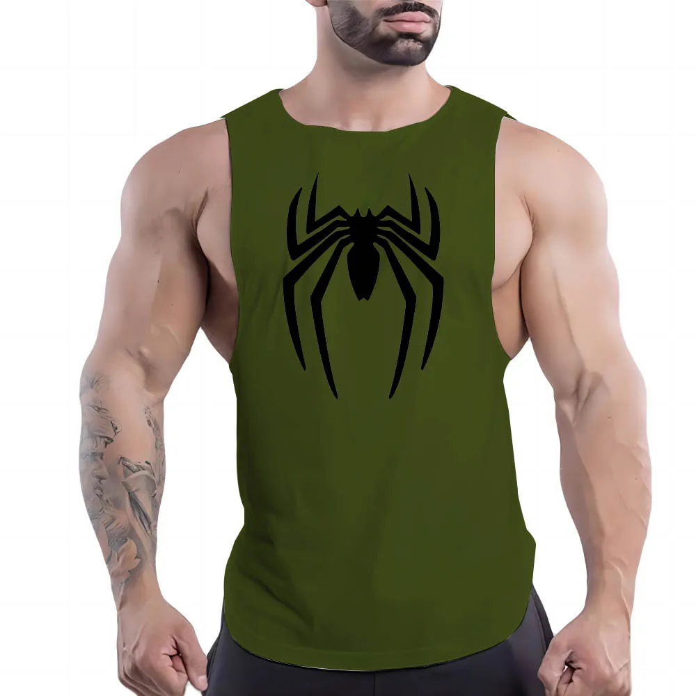 

Four Seasons Adult Men'S Casual Sports Crewneck Vest Creative Spider 2d Print Comfortable Fashion Breathable Sleeveless T-Shirt