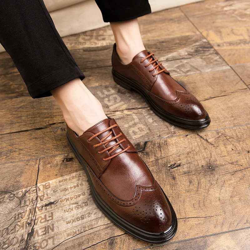 Men's casual shoes Brock Oxford Vintage pointed men's official shoes spring and autumn new business classic men's