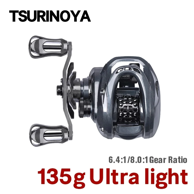 

TSURINOYA GENIUS 50H ELF 50 6.5g Spool 6.4:1 8:1 135g Ultra light Baitcasting Fishing Reel Bait Finesse Light Game Casting Reel