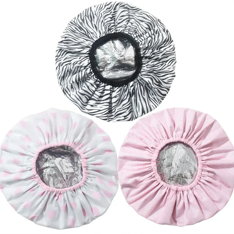 자기 가열 주석 호일 모자, 두꺼운 가열 스팀 샤워 캡, 휴대용 헤어 마스크 캡, 미용실 부드러운 헤어 오일 베이킹 캡, 1PC 