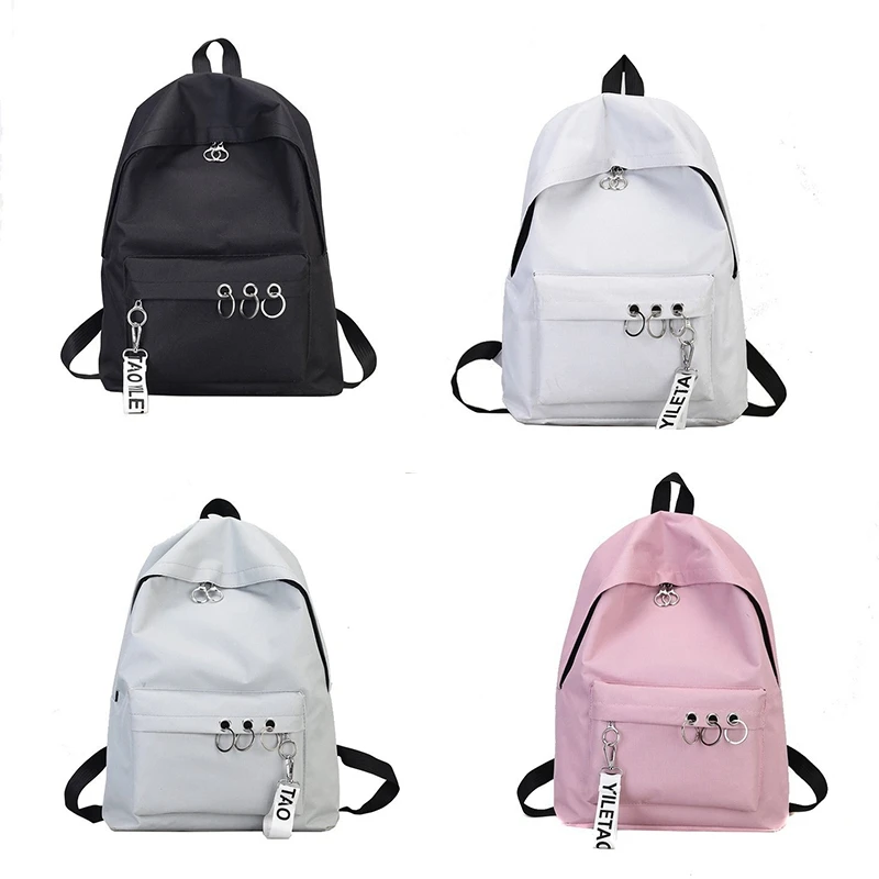 

Simple Casual Backpack Solid Color Shoulder Computer Bag Men And Women Canvas College Style School Bag