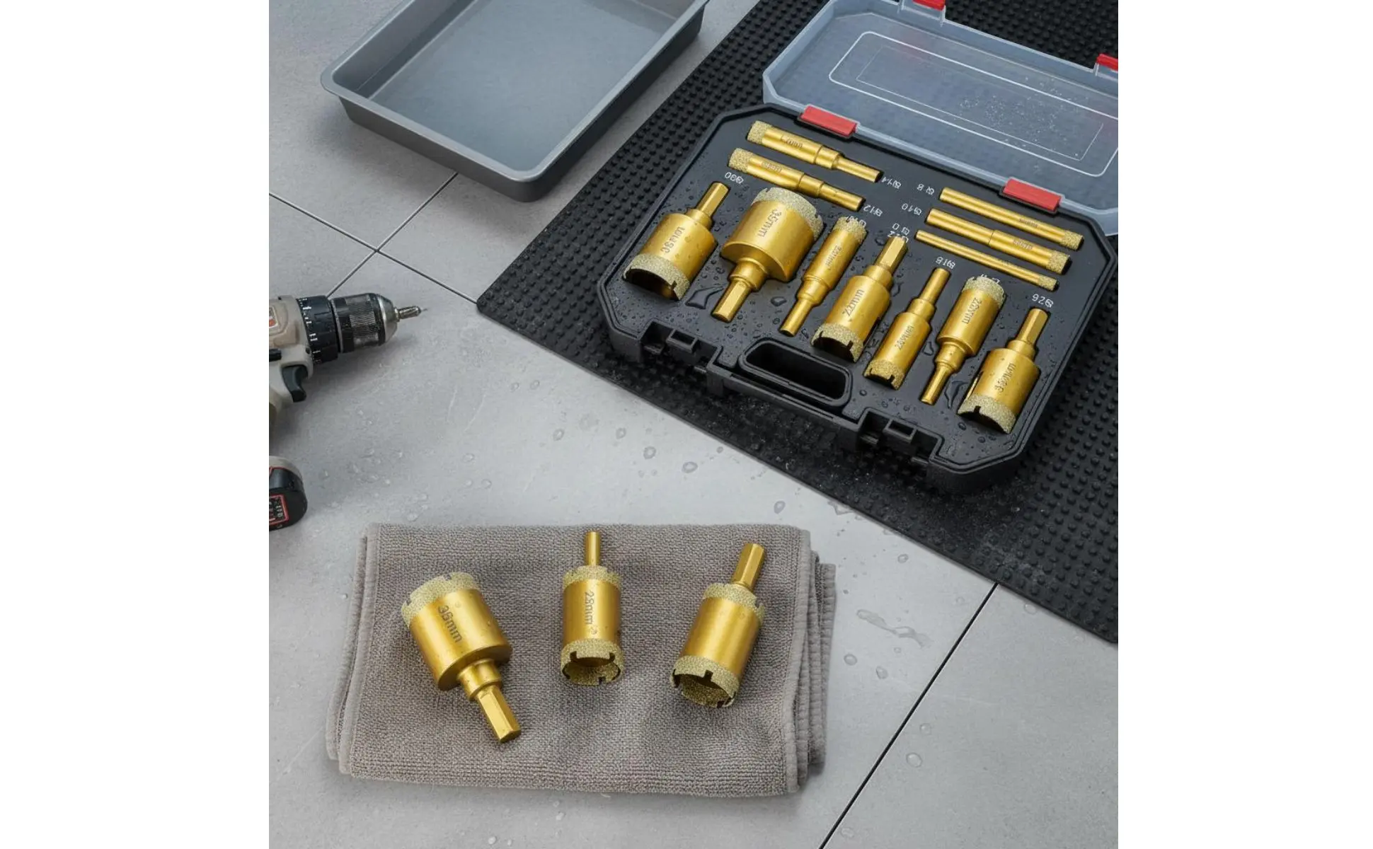 12 Pieces Brazed Crystal Drilling Drill Piece Set Storage Case Included Crystal Drilling Drill Piece Kit Marble Stone Hole