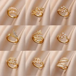 Fashion Zircon Stainless Steel Rings For Women Eternity Promise Crystal Wreath Finger Ring Wedding Jewelry Hot Sale Love Gift