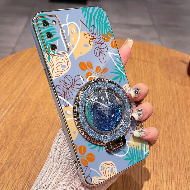 Elegant Line Leaf Plating Phone Case Cover
