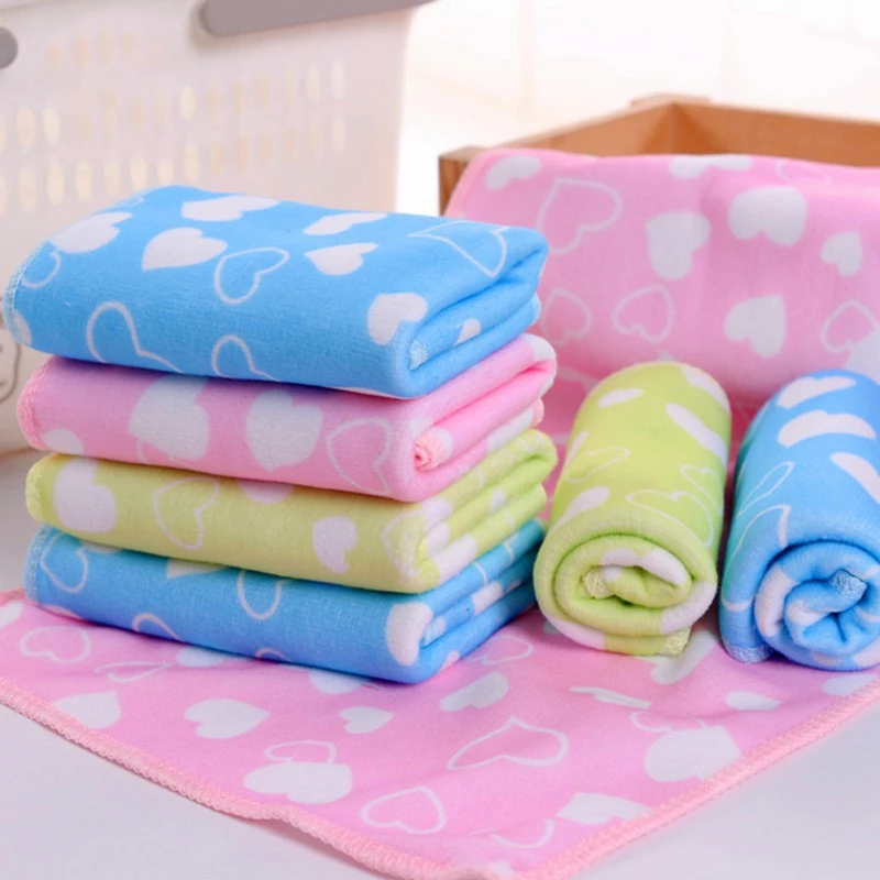 Cute Baby Cartoon Animal Heart Print Bath Towel Absorbent Drying Swimwear Cotton Towels