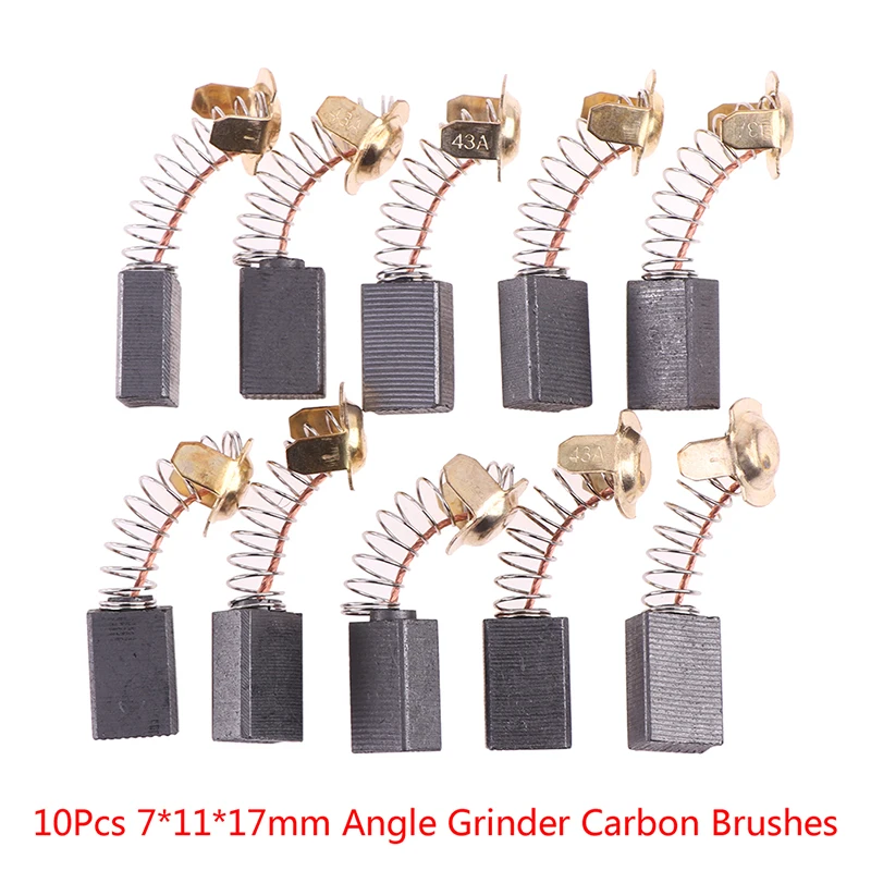 High Quality 10Pcs Angle Grinder Carbon Brushes 7*11*17mm Power Tool Motors Spare Parts