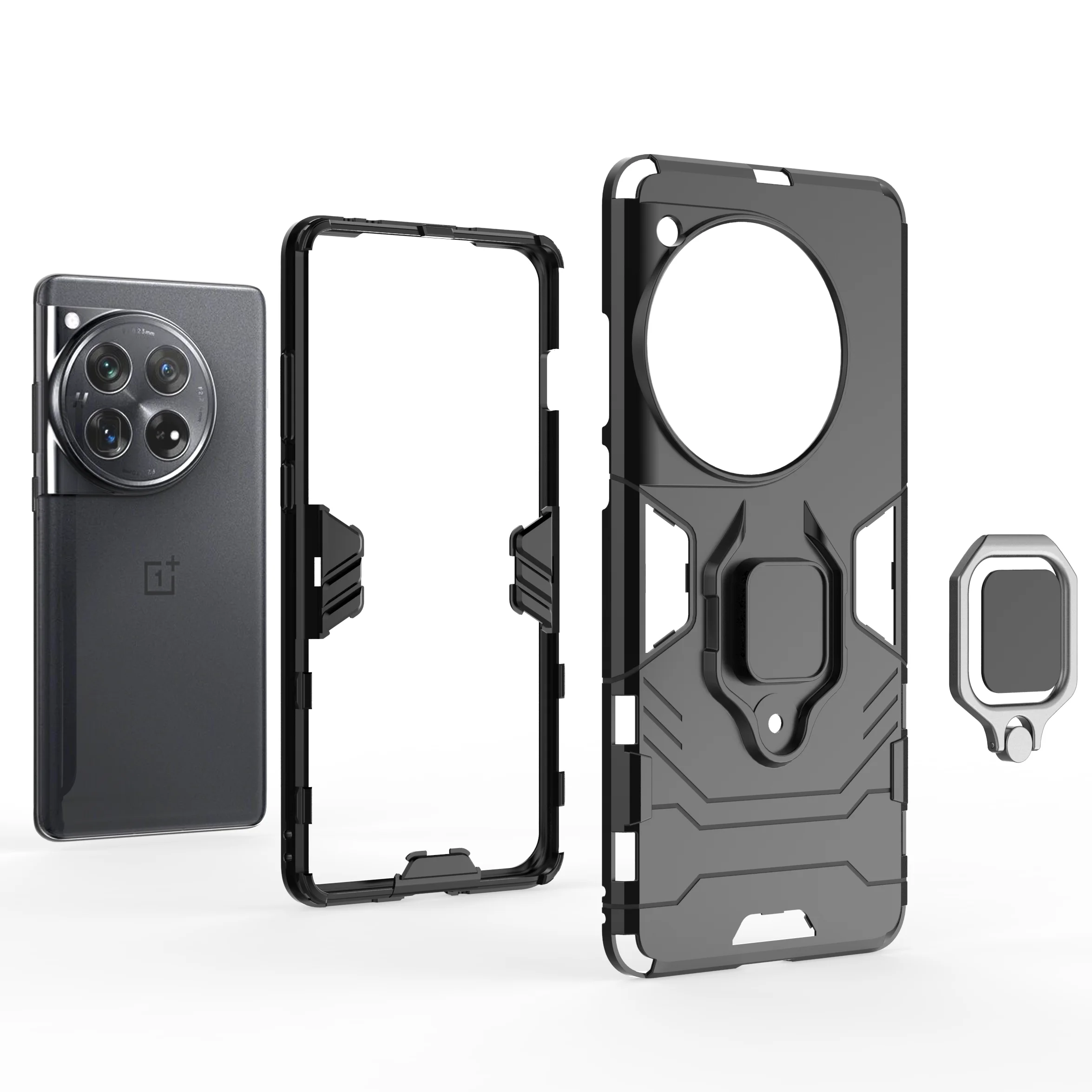 Enhanced Armor Shockproof Case with Metal Ring Stand and Bumper Protection