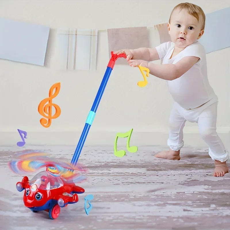 Interactive Baby Walker Toy with Push Handle for Kids Boys and Girls Toddlers Detachable Plane Toy Car Design with Wheel for Kid baby walker