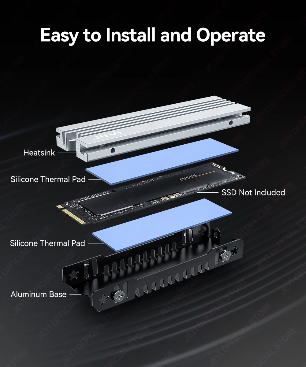 JEYI M.2 SSD Aluminiumlegierung, ultradünn, 6 mm Kühlkörper, 237 W/(M·K), hohe Wärmeleitfähigkeit, geeignet für PC/PS5/Laptop/ITX – Detail 6