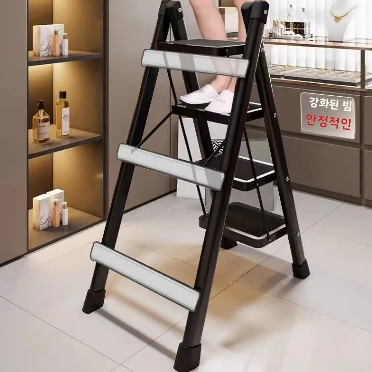헤비듀티 접이식 사다리 두꺼운 탄소강 스텝 홈필수품 다기능 실내 아파트용 스툴 튼튼한 A형 프레임
