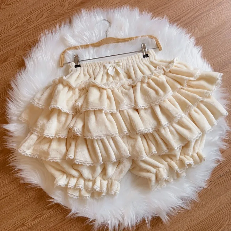 LolitaLeggings Skirt White Sugar Girl Japan Soft Girl Lolita Soft and Fluffy Warm Pumpkin Versatile Skirt Support Gothic