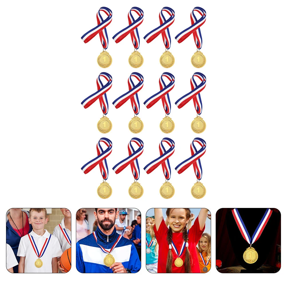 12Pcs Number Golden Medals School Zinc Alloy Medal Children Encouraging Gold Medals