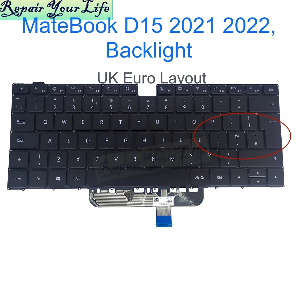 Teclado Retroiluminado para Huawei Matebook Espanhol Reino Unido Brasil Teclados D15 Bohk Wax9x Wap9r Bode-wfh9 Wdh9 Wfe9al Wfe9 2023