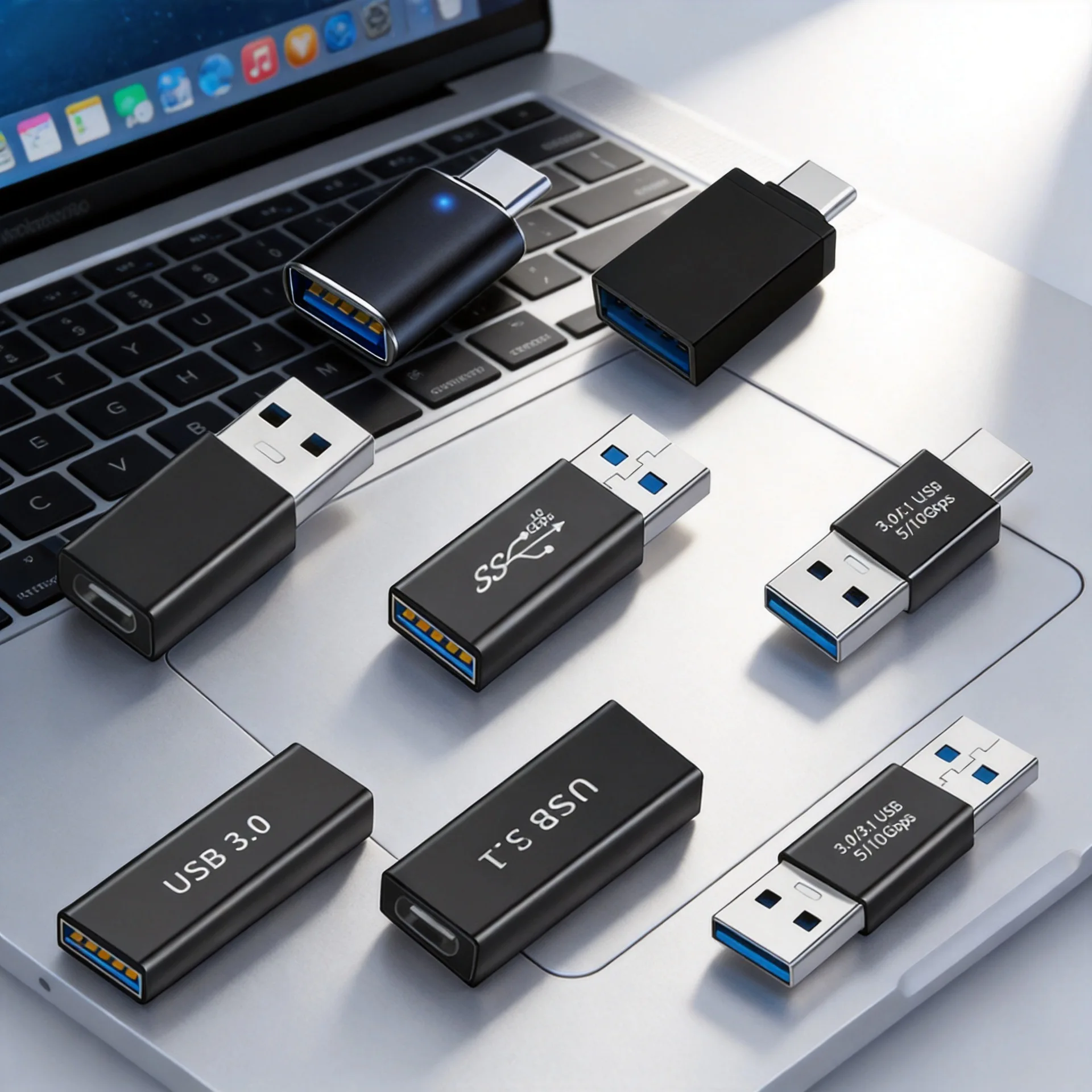 휴대폰/컴퓨터/자동차용 8팩 어댑터 세트 ? 충전, 데이터 전송 및 USB 드라이브 읽기 지원