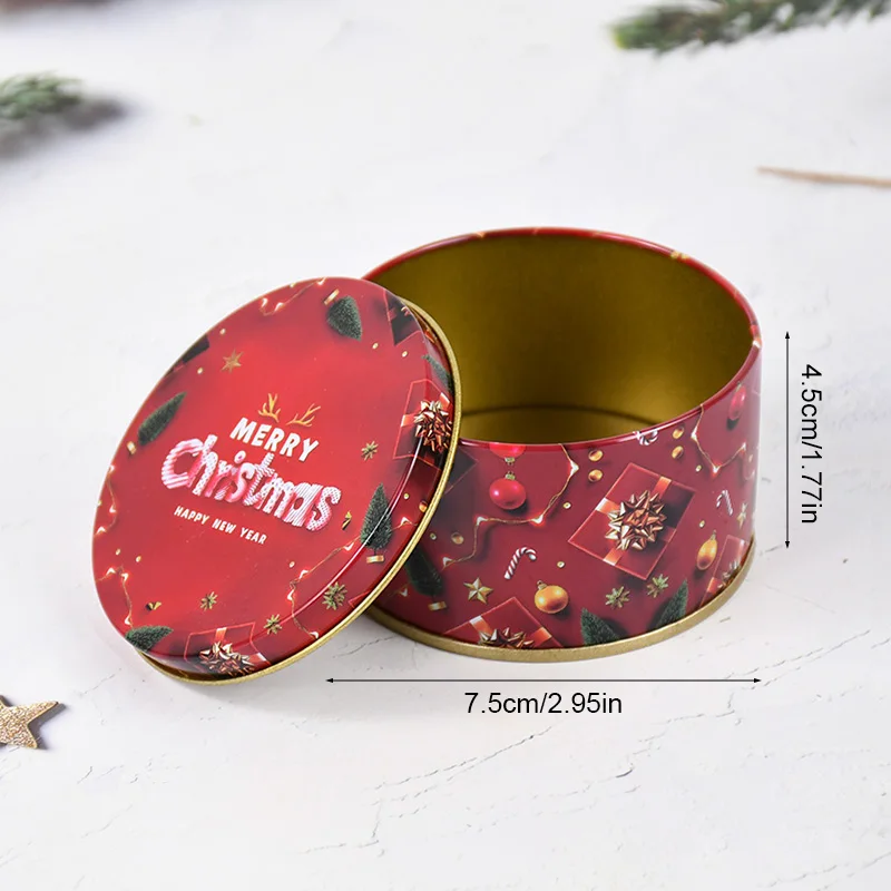 1/4/6Pcs Christmas Gift Box Metal Tin Candy Cookie Packaging Box Containers Kids New Year Gift Decor Xmas Party Supplies Navidad