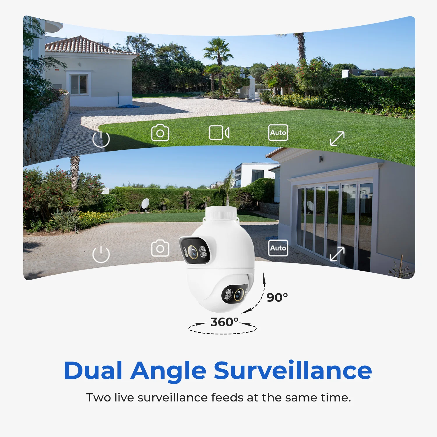 IMILAB New Outdoor Surveillance 3K+3K Dual Lens Camera 360° PTZ/Colour Night Vision/7/24 Work/MiHome App - EC6 Dual Upgraded 2