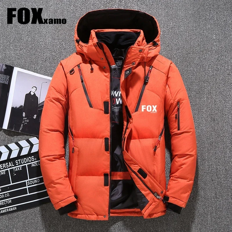 Foxxamo 남성용 사이클링 세트 방풍 따뜻한 눈 두꺼운 다운 하이 퀄리티 재킷, 따뜻한 캠핑 야외 스포츠 재킷, 2024 겨울