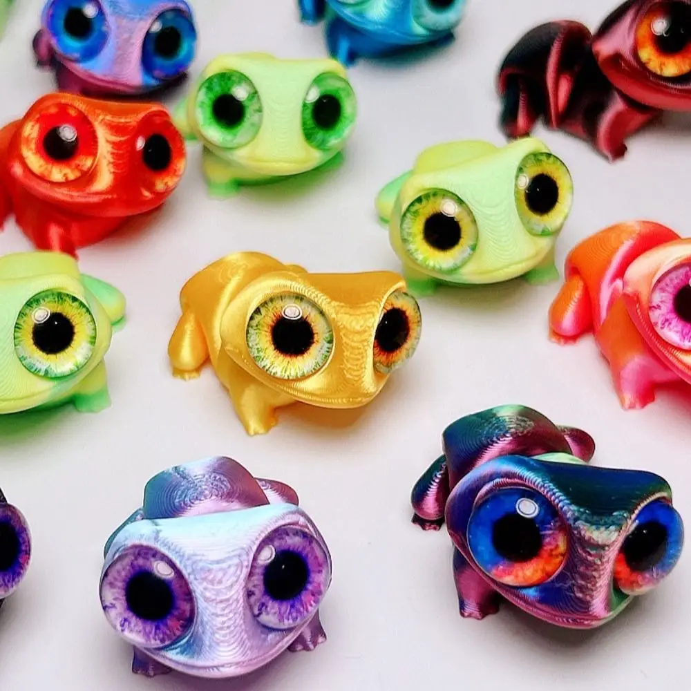 Cute Big Eyes 3D Printed Frogs Ornament Cartoon Realistic 3D Printed Frog Model Handicraft Figurine 3D Printed Frog