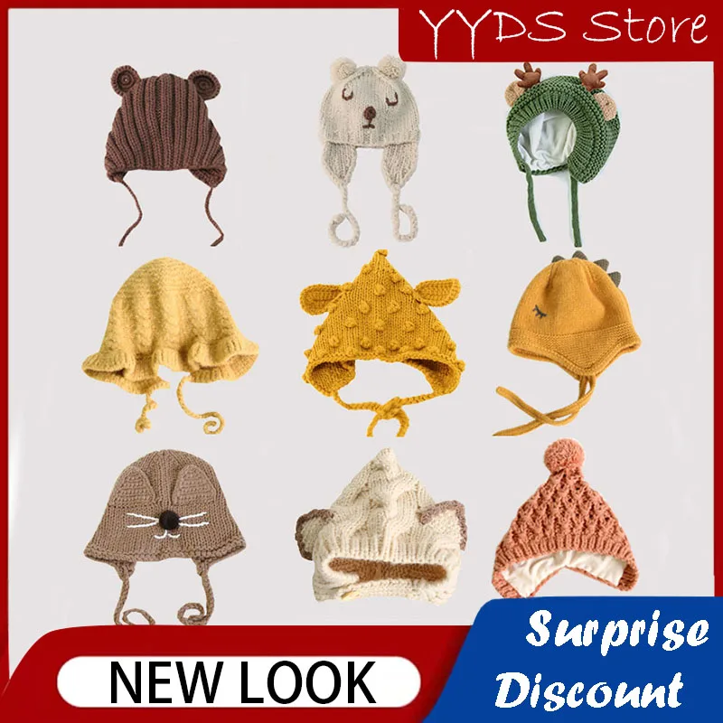 

Spring and Autumn Newborn Cartoon Hat Toddler Children's Ear Protection Wool Hat Cute Winter Warm Beanie Hat шапка женская