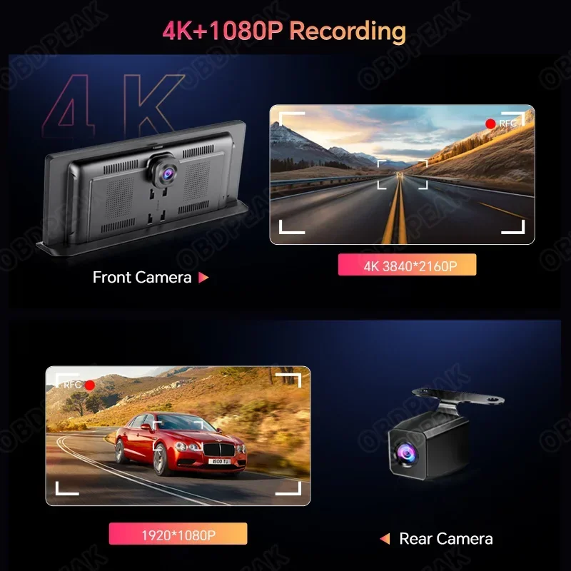 11.3 Dash Cam 4K 2 Systems Car Mirror Video Player Carplay Android Auto Car Monitor Multimedia GPS Rearview Camera Dashboard