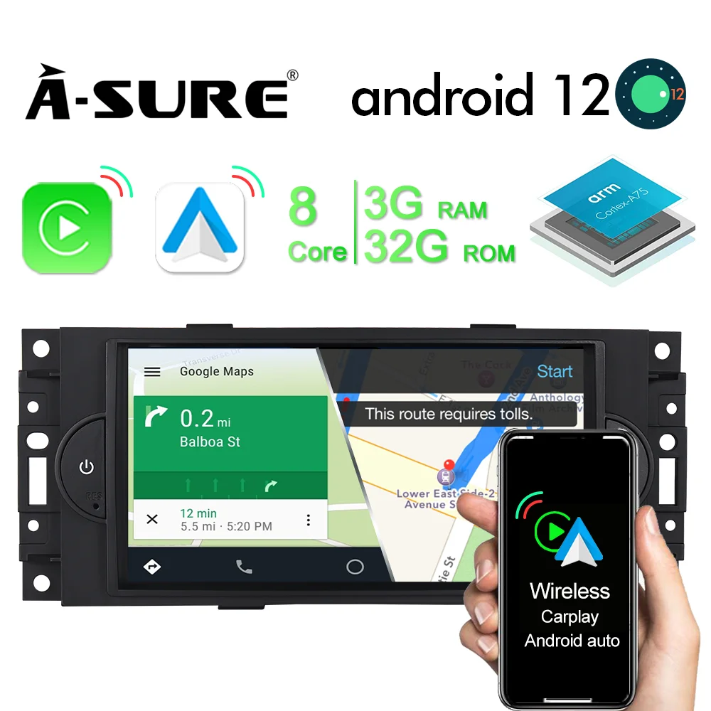 

A-sure Автомобильный мультимедийный плеер 5 дюймов Авто Радио Стерео DVD GPS Навигация для Jeep Grand Commander Cherokee Wrangler Chrysler SWC BT