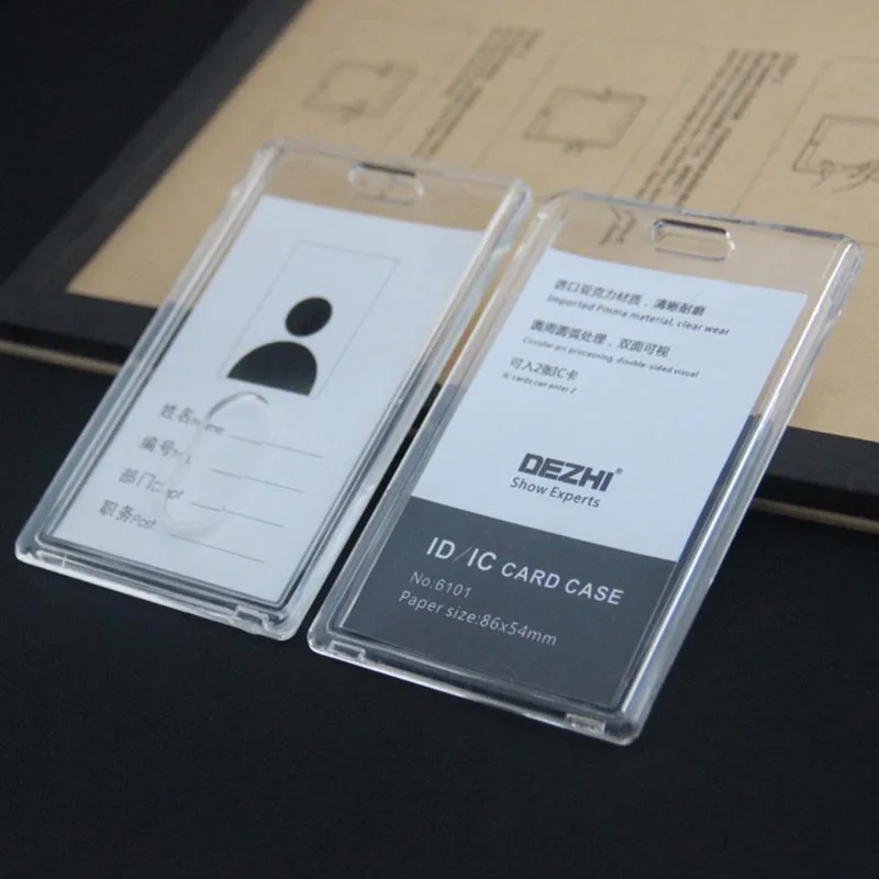Transparent Acrylic ID Card Holder Thick Double Sided Visible Standard Business Badge Holder Office Supplies badge holder