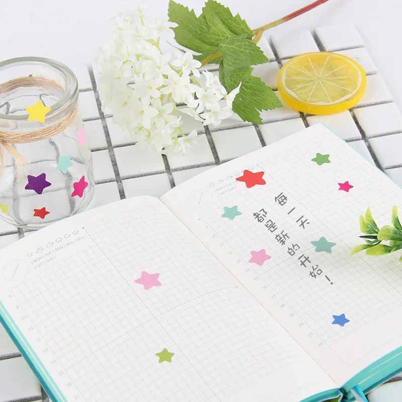 1Pcs/6sheet 작은 신선한 재미있는 색상 사랑 다섯개 별 모양 종이 장식 스티커 감사합니다 스티커 귀여운 미술 용품