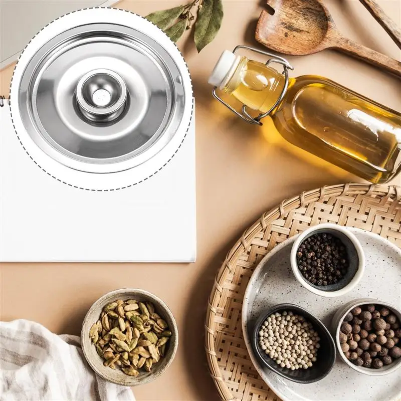 1Pc 10 14 16cm Stainless Steel Seasoning Pot Cover Household Home Seasoning Pot Lid glass pot lid glass lid wooden pot lid