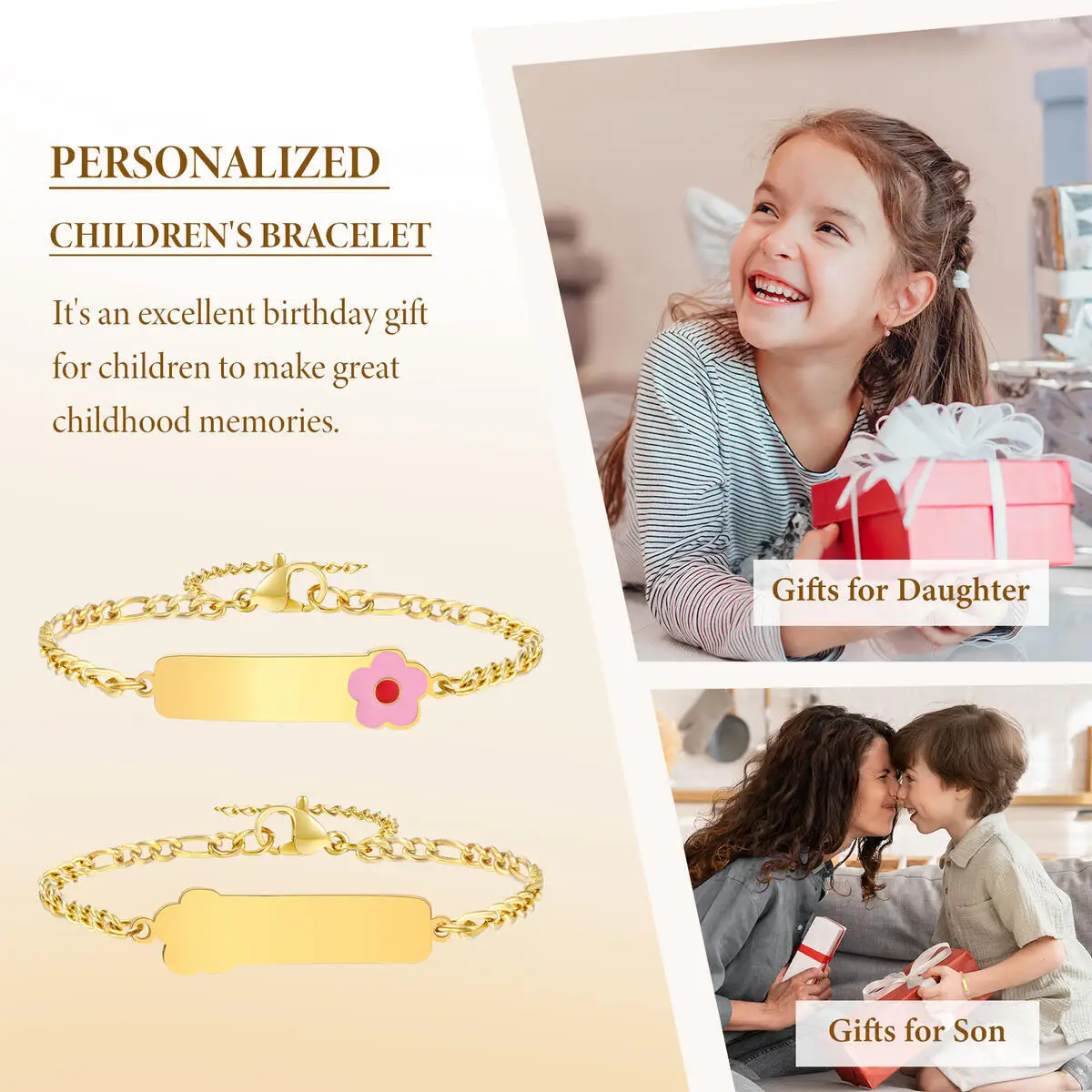 Stainless Steel jewelry Free Custom Little Friend Bracelets Anti Allergy Engrave Name Bracelets,New Boys Grils Jewelry Gift 5