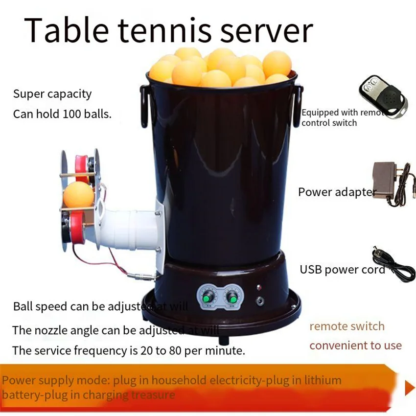 Table Tennis Balls Serve Machine Portable Single Player Accompany Training Bomb Self-training Automatic Device