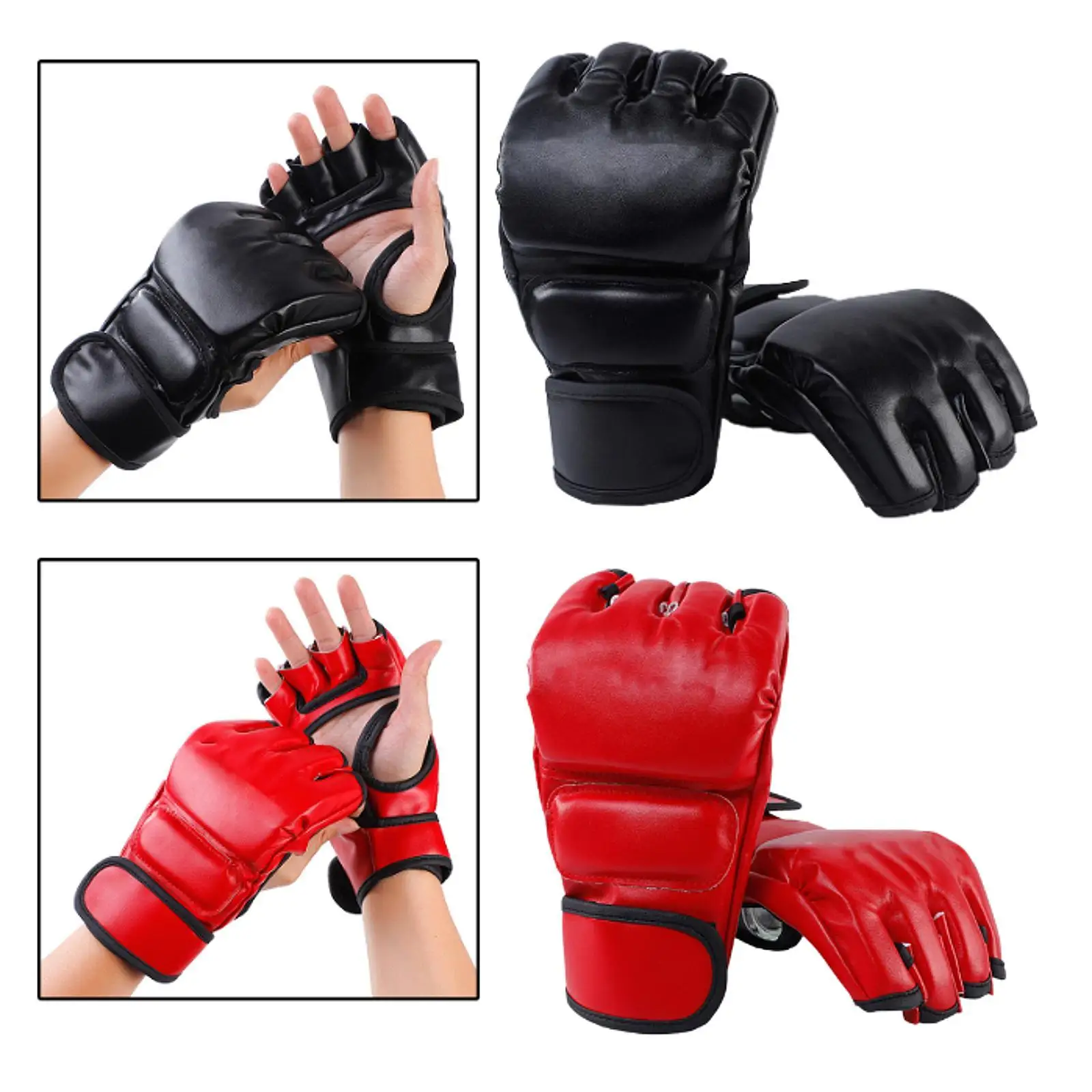Boxing Gloves Punching Gloves Punch Mitts Open Palms Protective Gear Sport Mittens Mitts for Grappling Workout Sanda Karate