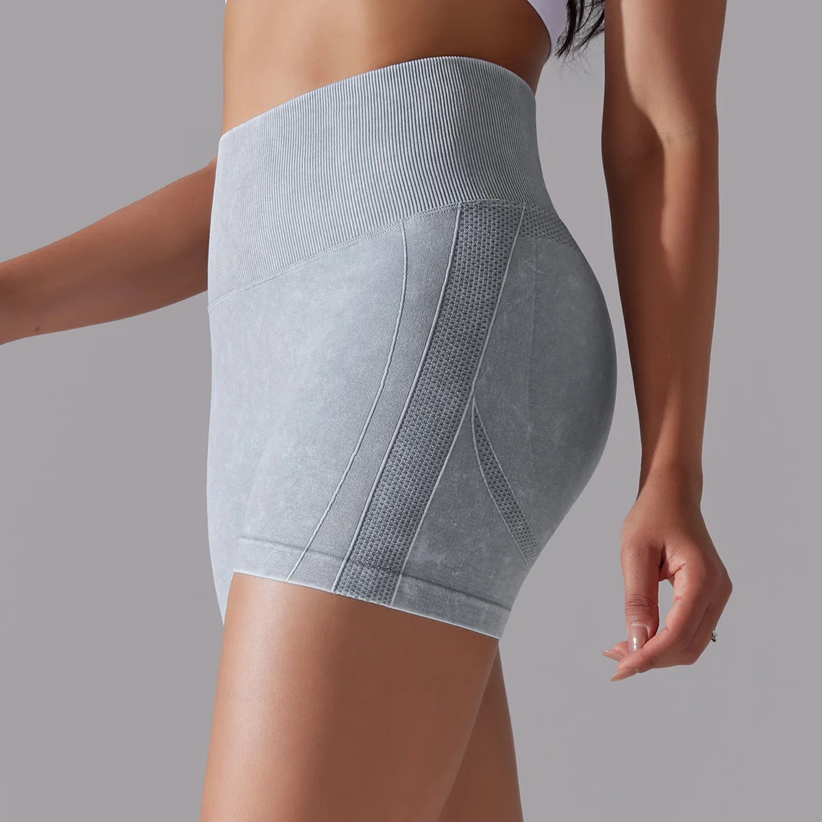 High Waist Lift Butt Fitness Ladies Yoga Shorts Wash Style Running Short Pants Seamless Gym Shorts Women Yoga Sportswear
