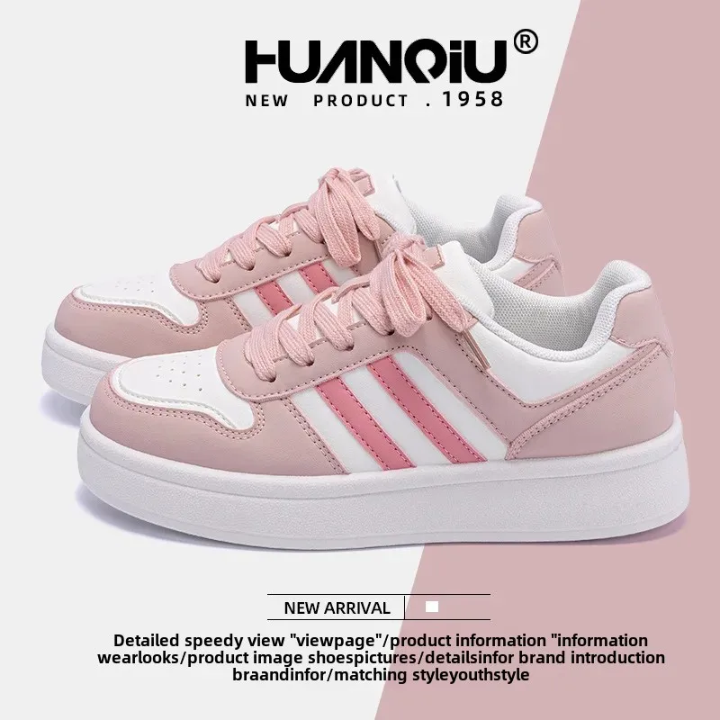 Women Shoes Sports Board Shoes Pink Board Shoes Women's Spring Versatile Student Campus Style Breathable With Light Heel