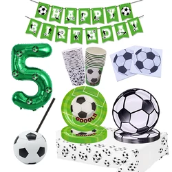 Football Soccer theme Disposable Tableware Soccer party Cups Plates Banner Baby Shower Boys soccer theme Birthday Party Supplies