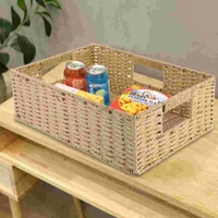 Rattan Weaving Hand Carry Storage Basket Laundry Container Desktop Basket Storage Bucket Home Storage Baskets ganization 2